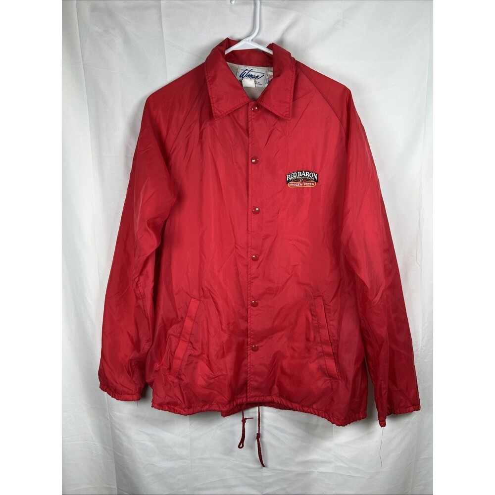 Vintage 1980s Red Baron Frozen Pizza Promo Windbreaker Crew Uniform Jacket Large